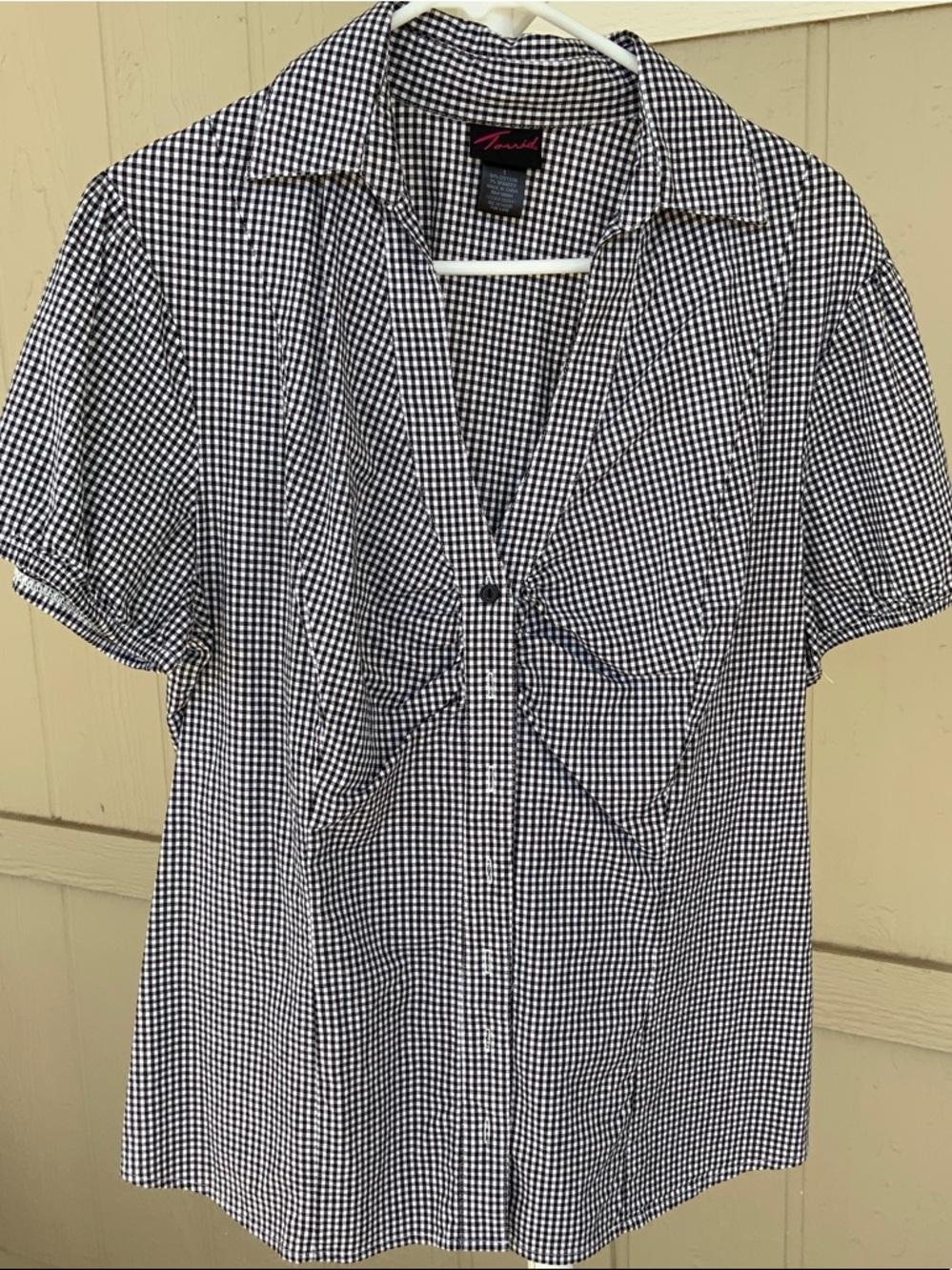torrid Black and White Gingham Button-Down Top